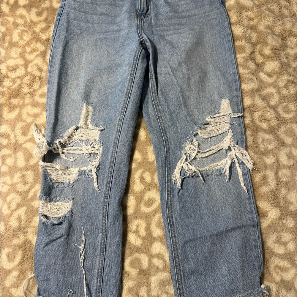 Distressed Blue Jeans